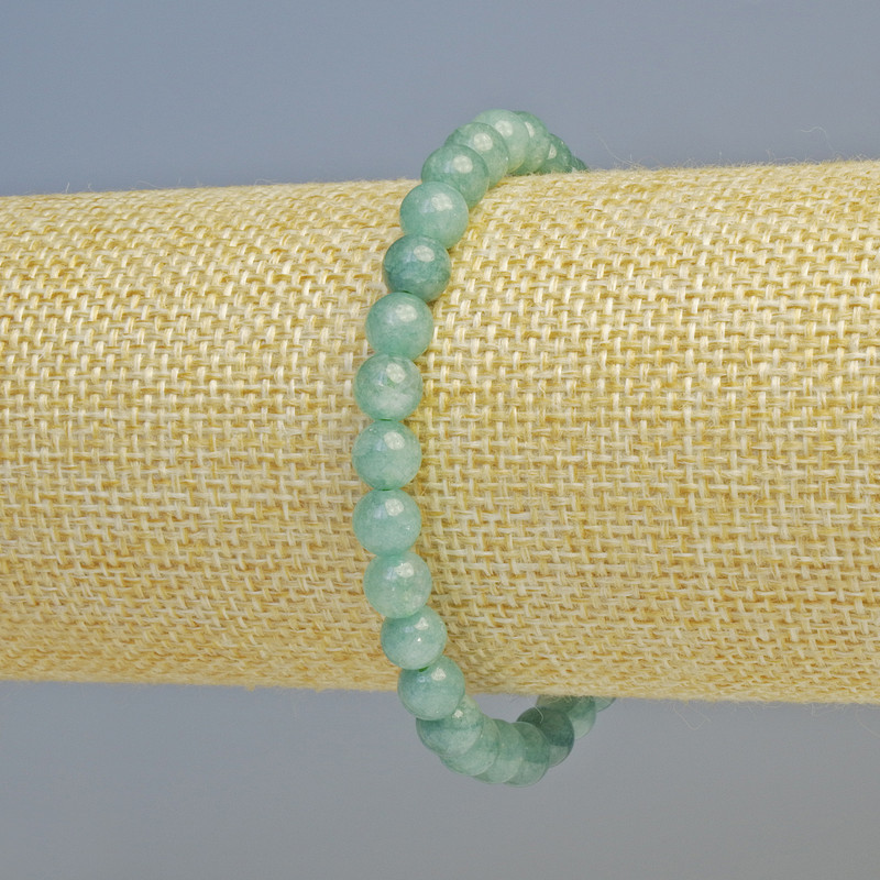 Aquamarine bracelet, natural stone, smooth bead, diameter 6.5 mm ± (stretch), length 18 cm+
