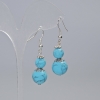 Turquoise Earrings (Pressed) Smooth Balls, Diameters 12.5 mm and 8.5 mm, Length 44 mm, with Metal Inlays