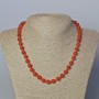 Carnelian natural stone necklace with smooth beads, 8 mm diameter, length 45–47 cm