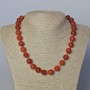 Natural Carnelian Necklace with Smooth Beads, 12 mm Diameter, 45–49 cm Length
