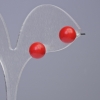 Coral stud earrings (synthetic) smooth ball, 8mm diameter