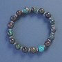 Chrysocolla bracelet with smooth beads, 9 mm diameter, 18 cm length, stretch base with decorative inserts