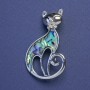 Brooch-Pendant Kitty Halite, Silver Metal Color, 48x29 mm+