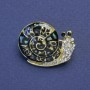 Brooch 'Snail' Chalcedony, White Crystals, Gold-Tone Metal 20x26mm+
