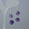 Earrings with natural amethyst, faceted, diameter 9x8 mm, length about 4 cm, with an earring hook