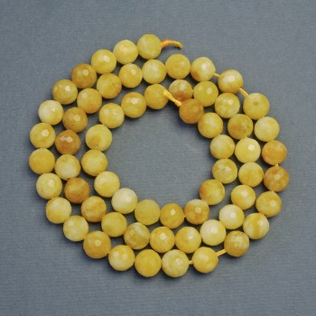 Beads of natural stone Yellow Jadeite, faceted round beads, diameter 6 mm+-, length 38 cm+-
