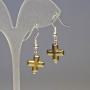 Bronze Hematite Cross Earrings, diameter 13×13 mm +/-, length 3.2 cm