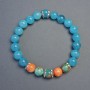 Aquamarine and Variscite Bracelet, smooth beads, 8 mm diameter with inserts, length 18 cm +/- stretch