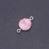 Pink Druzy Connector, Acrylic, Silver, 14 mm diameter, 3 mm length