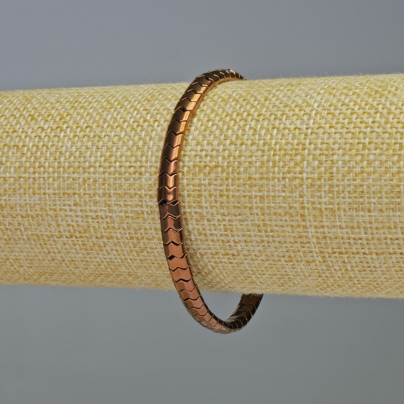 Hematite Bracelet Snake Zigzag Wave Copper Color, bead size 5×4×3 mm, length 18 cm +/- stretch