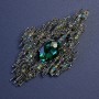 Accent Brooch-Pendant with a Green Crystal and Rhinestones 82x44 mm +