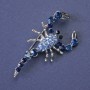 Scorpion Brooch with blue and light blue crystals, silver-tone metal, 47 x 25 mm +