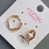 Xuping 18K Gold Plated Earrings with Multicolored Crystals, 15x8 mm