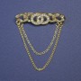 Accent Brooch in Chanel Style — Chain 45x13 mm, Gold-Tone Metal