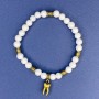 Bracelet with White Agate Beads (Synthetic Acrylic), 6 mm diameter, 18 cm length, stretch