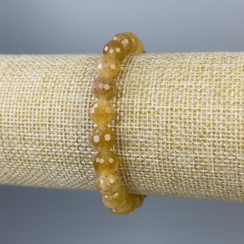 Citrine faceted bead bracelet 8 mm, length 18 cm, stretch