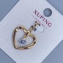 Pendant Xuping 'Heart' with white crystal, diameter 21mm±, length 26mm±, 18K plating