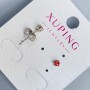 Xuping Stud Earrings with Red Stone 3mm + Rhodium