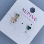 Xuping Heart with Green Stone Stud Earrings, 6mm, 18K Gold Plating