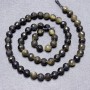 Sun Obsidian Beads on Thread, Faceted Round Bead, 6mm+-, 37cm+-
