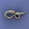 Snake Brooch-Pendant, Gray Color, with Gray Crystals, Silver-Colored Metal 44×20 mm +