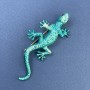 Lizard Brooch in Blue Shade with Rainbow Crystals, 29x74mm+