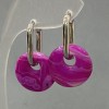 Raspberry Agate Earrings, diameter 18 mm ±, length 30 mm ±