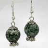 Moss Agate Bead Earrings, 12 mm diameter, 36 mm length