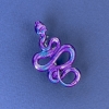 Snake Brooch-Pendant, violet-blue, silver-tone metal, 37x22 mm