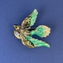 Dove Brooch, diameter 40×45 mm, multicolor enamel on gold-toned metal