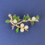 Brooch "Sprigs" with Pearls, golden metal 48x32mm+