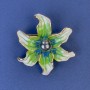 Flower Brooch, diameter 45mm, green enamel and pearl