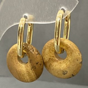 Landscape Jasper Hoop Earrings, 18mm diameter, 30mm length