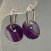 Purple Agate Donut Earrings, 18 mm diameter, 30 mm length