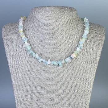 Morganite Bead Necklace, bead diameter 4–12×2–4 mm, length 45 cm ± with clasp