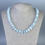 Faceted aquamarine necklace, 10x8 mm beads, 50 cm length, with clasp