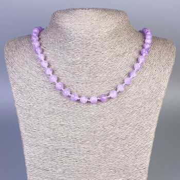 Amethyst Bead Necklace, Faceted Beads, 8mm Diameter ±, Length 50cm ±, with Clasp