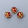 Kluazone Bead with Red Enamel, 8mm Diameter, ± Hole, 1.5mm Hole Diameter, Gold-Tone Metal, 1 pc