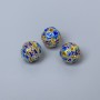 Cloisonné Bead, Blue Enamel, 8 mm diameter, hole diameter 1.5 mm, Gold-tone metal, 1 pc