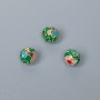 Cloisonne Bead, green-lilac enamel, gold-tone metal, 6 mm diameter, 1 mm hole, 1 pc