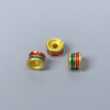 Cloisonné Rondelle Bead - red and green enamel, 6x4 mm, hole diameter 2 mm, gold-tone metal color, 1 pc