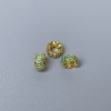 Cloisonne Rondelle Bead, Green Enamel, 6x3mm, hole diameter 2.8mm, gold-tone metal, 1 pc