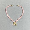 Textile bracelet base, pink color with gold-tone metal insert, textile diameter 5.5 mm, metal diameter 8 mm, length 10.5 cm