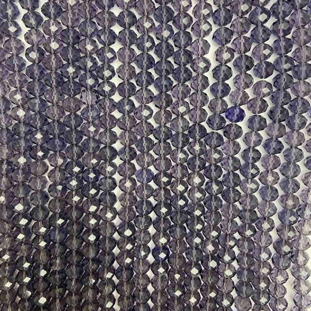 Purple Transparent Czech Crystal Beads on Thread, Faceted Rondelle, 8x6.5 mm + -, length 40 cm +