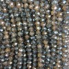 Gray Czech Crystal Beads on Thread, Gray with Silver Coating, Faceted Rondelle, 8x6.5 mm, Length 38-40 cm