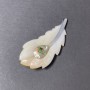 Haliotis Feather Brooch-Pendant, White, Silver-Tone Metal, 60x27mm+