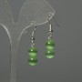 Cat's Eye Bead Earrings, 8mm Ball, Green Color, Length 37mm+