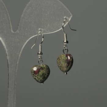 Dragon's Blood Jasper Heart Earrings 12mm