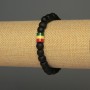 Bracelet with Wooden Beads, 8mm Diameter ±, Acrylic Inlay 9x8mm ±, Length 18cm ±, Stretch