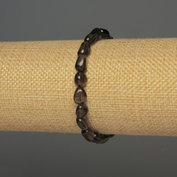 Smoky quartz faceted bead bracelet, 7-10×7 mm, 18 cm stretch